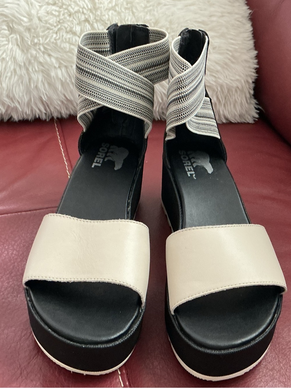 Sorel Cameron Platform Ankle-Wrap Sandals in Size 8